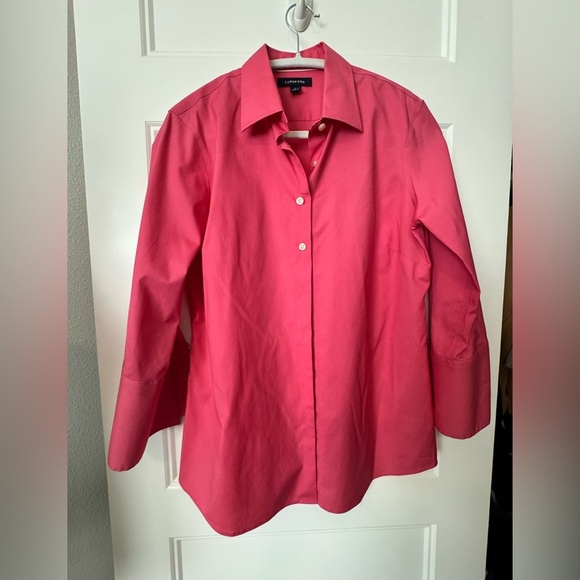 Lands’ End Pink Button Down Shirt Size Small - Picture 2 of 12